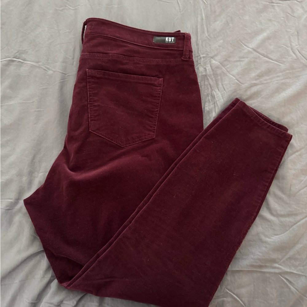 Kut from the Kloth Maroon Corduroy Skinny Jeans